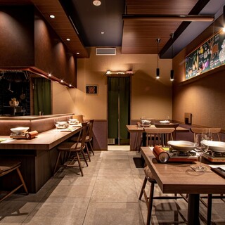A calm, modern Japanese space with jazz music.