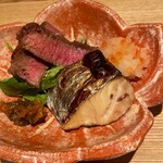 もちづき - 宮崎牛ヒレ肉　鰆の幽庵焼き　おろしイクラ　豆味噌