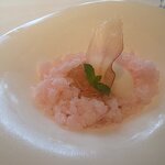 リストランテKubotsu - 松本さんの桃のコンポート　レモンのソルベとパンナコッタ（2022.8）