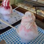 ぜんげつ堂 - 桃かき氷ソフトのせ