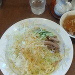 鶏舎 - 冷やし葱そば、スープ