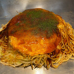 広島風お好み焼 もみじ屋 - もみじ屋(肉玉いか天そばダブル)