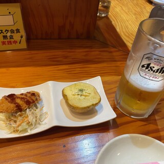 越前食房 酔ってけ家 - 料理写真:生ビール・お通し