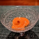 蒼 - 東農園　パプリカのムース。インスタにアップしたら、すぐに東農園さんから嬉しそうなメッセージ。峯村シェフとの関係が伺われて嬉しい。素晴らしいパプリカもありがとうございます。