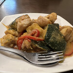 ワイズキッチン - 鶏肉とカボチャの味噌炒め