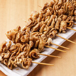 Chicken skin skewers