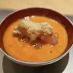 寿司栄 - シマエビ、雲丹のスープ