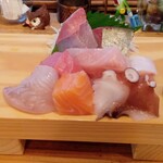 國枝鮮魚店 - 
・本日のお刺身。これ一人前です（お任せ一人前盛550円～）
