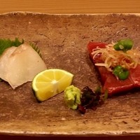 鮨　日本橋　鰤門 - お造り（マコガレイ&かつを漬け）