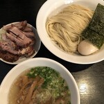支那ソバ 小むろ - 塩つけそば880円＋味玉120円＋刻みﾁｬｰｼｭｰ150円