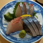 しょうぶ - 青魚盛り合わせ(しまあじ、しめさば、ひらす)(1460円)