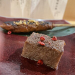 肉割烹 門 - 和牛焼きつくねトルコ風　軽く炙った自家製コンビーフ