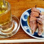 宇ち多゛ - 梅割りとアブラ少ないとことレバボイル一本ずつお酢　です