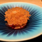 オルト - 桃のデザート。上に乗っているのはアプリコットビネガーをかけた何やったっけ？ 202209