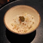 薪鳥新神戸 - 鳥そぼろご飯 + 生姜 + かんずり