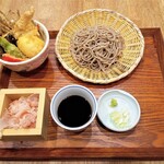 米と天ぷら 悠々 - もり蕎麦＋ミニ鶏玉天丼