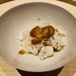 温石 - 【写真⑳】自家製からすみ乗せ 鯛と栗とオオモミタケのご飯