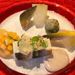 ル ボークープ - 和歌山県産若鮎と帆立貝のパヴェと冬瓜のブレゼ　メロンのラヴィゴット