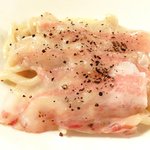 Giglio - パスタ+前菜+デザート 1680円 のイタリア産グアンチャーレを乗せた シエナ伝統のパスタ ”イ・ピーチ” カーショ　エ　ペーペ