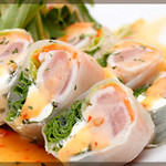 Spring rolls with chicken breast and cream cheese