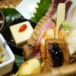 Hiroju - 栗、お麩の田楽、海老、鴨肉、胡麻豆腐