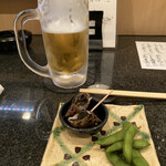 Kuimonya Iruka - 生ビールとお通し