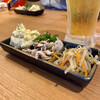 Sumibiyaki Komori - 輝コースの前菜　ポテサラ・ハラミ冷しゃぶ・もやしナムル