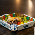 くじらのお宿 一乃谷 - 2022.9 お通し（660円）くじらと茄子の田楽