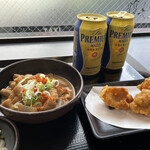 ゆで太郎 - 呑み助セット　¥980 ビールはなんと、プレモルだよ！