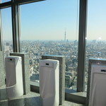 Itariandainingu Keshiki - 驚きのトイレ。スカイツリーは遠くに見えます。