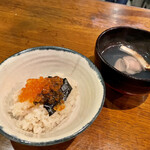 九〇萬 - 筋子のおこわ、有明蛤と北海道松茸 おすまし