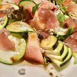 [Peach, eggplant, and Prosciutto insalata]