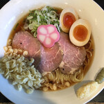 上州濃厚中華蕎麦 はたお商店 - 冷たいレアチャーシューンマッ♬