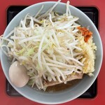 ラーメン もっけだの - 『ラーメン普通ニンニクショウガヤサイマシマシ+味玉(スクラッチクーポン)』