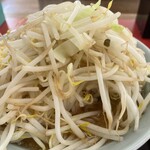 ラーメン もっけだの - 『ラーメン普通ニンニクショウガヤサイマシマシ+味玉(スクラッチクーポン)』のヤサイ