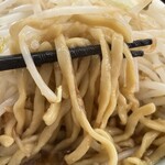ラーメン もっけだの - 『ラーメン普通ニンニクショウガヤサイマシマシ+味玉(スクラッチクーポン)』の麺
