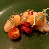 Le Salon de Legumes - 前菜　帆立にカラスミ　金糸瓜やビーツなど