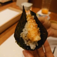 天婦羅 みやしろ - 海老天の手巻き寿司