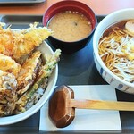 Tendon Tenya Toyama Hongo Ushin Ten - 野菜天丼＆温そば1人前