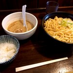 喜竹 - つけめん(中盛り)、サービス小ライス