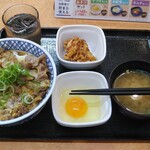 Yoshinoya - 月見牛とじ丼(大盛)から揚げセット