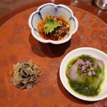 美味三冷好碟：よだれ鶏、クラゲ、カンパチ