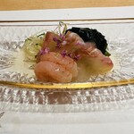 Sushi Urayama - お刺身、煎り酒で