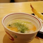 寿司 ぼたん - ■ 四貫セット (エビ・鶏・野菜３種の天ぷら盛り・野菜たっぷり具だくさんみそ汁)