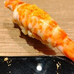 渋谷 鮨 清水 - 車海老（分厚くて旨いね）