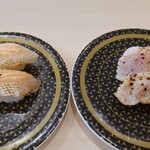 はま寿司 - 炙りとろサーモンととろびんちょうレアステーキ