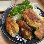 丸八とんかつ 支店 - ピーマン肉詰め定食（1400円）