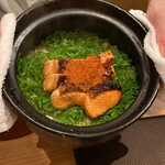茜坂大沼 - 北海道日高のブランド鮭『銀聖』、万願寺唐辛子、いくらの炊き込みご飯、赤出し。
            