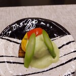 万清楼 - ⚫煮物「南瓜ソテー　焼き米茄子　アスパラ　パプリカ　枝豆ソース」