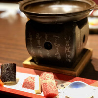 博多中洲 旬菜万葉 - 陶板焼き！野菜は茄子とオクラ、パプリカ、インゲン